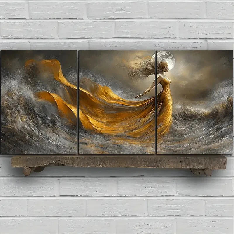 3pcs The Dancing Under The Moon Metal Print Ready to Hang Art - Bella Home Decor