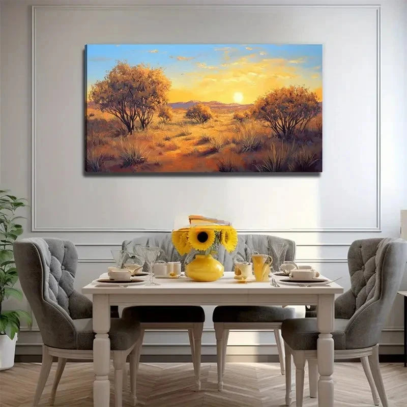 Desert Sunset Suitable Wall Art Canvas Office Home Room Framed 120x60cm