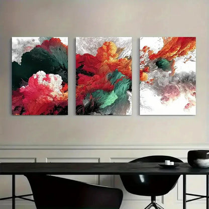 3pcs Vibrant Abstract Floating Islands Metal Print Ready to Hang Art - Bella Home Decor