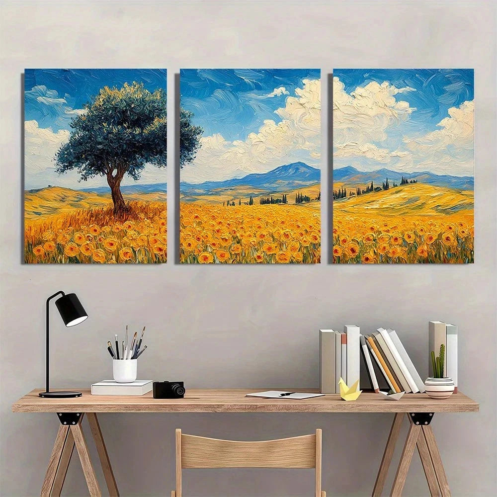 3pcs Farmhouse Classic Style Oil Painting Metal Print Ready to Hang Art - Bella Home Decor