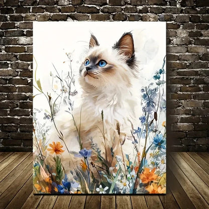 Beautiful Charming Ragdoll Cat Painting 40x60cm Metal Print Ready to Hang