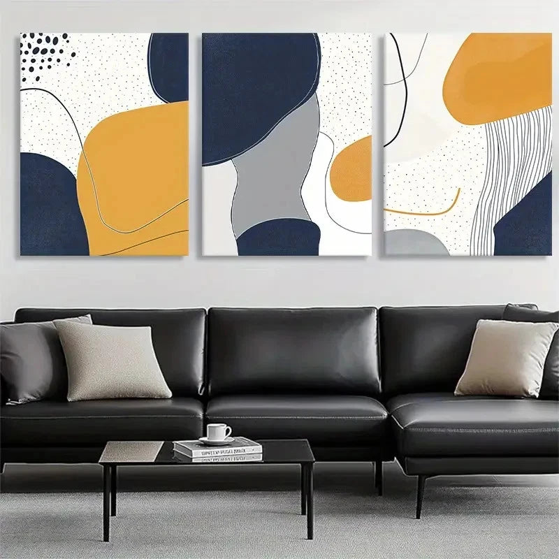 3pcs Geometric Shapes Canvas Framed 50x70cm - High Quality Print 100% Australian Made Wall Canvas Ready to Hang - Bella Home Decor