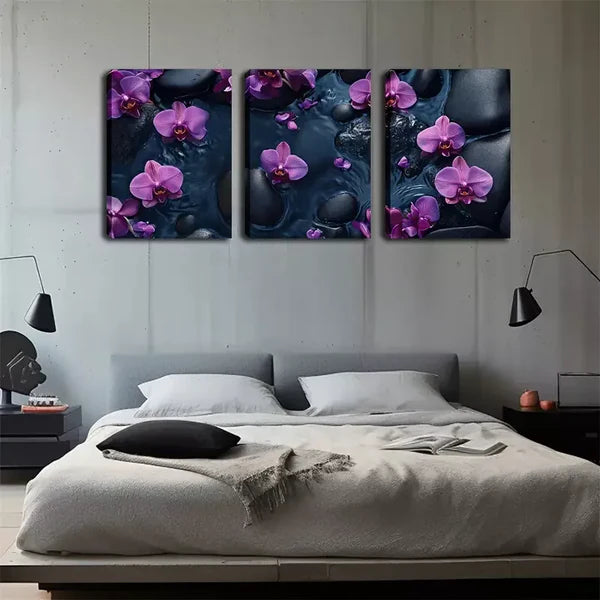 3pcs Deep Red Flowers Wall Art Set Canvas Framed 60x90cm - High Quality Print 100% Australian Made Wall Canvas Ready to Hang - Bella Home Decor