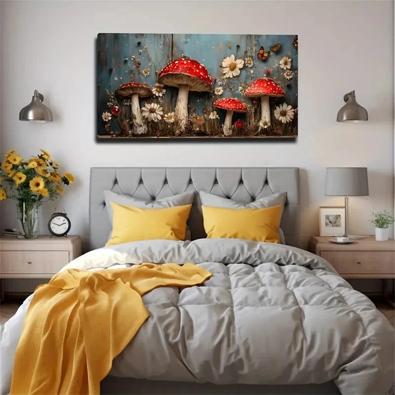 Chrysanthemum Red Umbrella Wall Art Canvas Office Home Room Framed 120x60cm