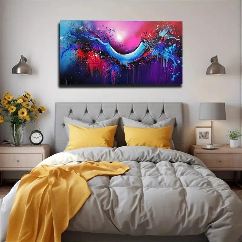 A Blend Of Pink And Blue Colors Wall Art Canvas Office Home Room Framed 120x60cm