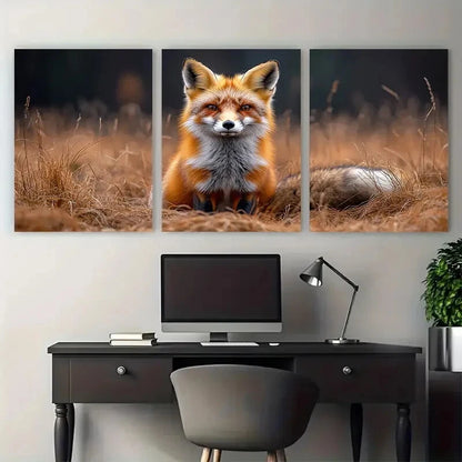 3pcs Serene Red Fox Photography Nature Metal Print Ready to Hang Art