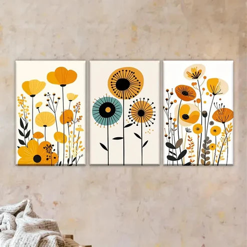 3pcs Featuring a Bouquet of Flowers Wall Art Set Canvas Unframed - High Quality Print 100% Australian Made Wall Canvas - Bella Home Decor
