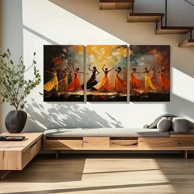 3pcs Vintage Beautiful Dancing At Party Wall Art Set Canvas Framed 50x70cm - High Quality Print 100% Australian Made Wall Canvas Ready to Hang - Bella Home Decor
