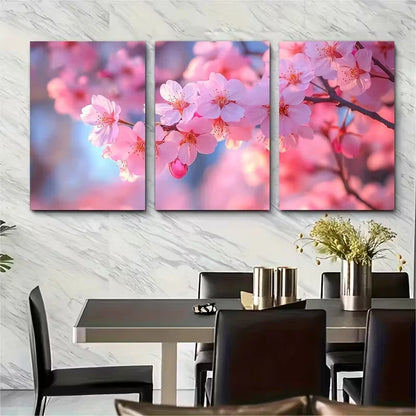 3pcs Elegant Cherry Blossom Metal Print Ready to Hang Art