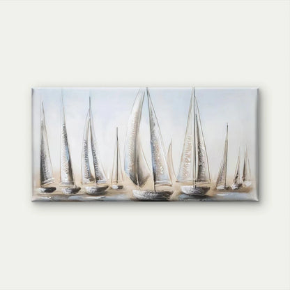Nautical Sailing Boats on Sea Wall Art Canvas Office Home Room Framed 120x60cm