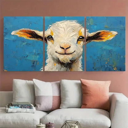 3pcs Cute Goat Animal Farmhouse Illustration Metal Print Ready to Hang Art - Bella Home Decor