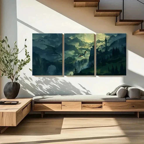 3pcs Magic Castle Forest Scene Decoration Wall Art Canvas Unframed - High Quality Print 100% Australian Made Wall Canvas