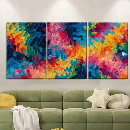 3pcs Bright Wall Art Colorful Abstract Painting Wall Art Set Canvas Framed 50x70cm - High Quality Print 100% Australian Made Wall Canvas Ready to Hang - Bella Home Decor