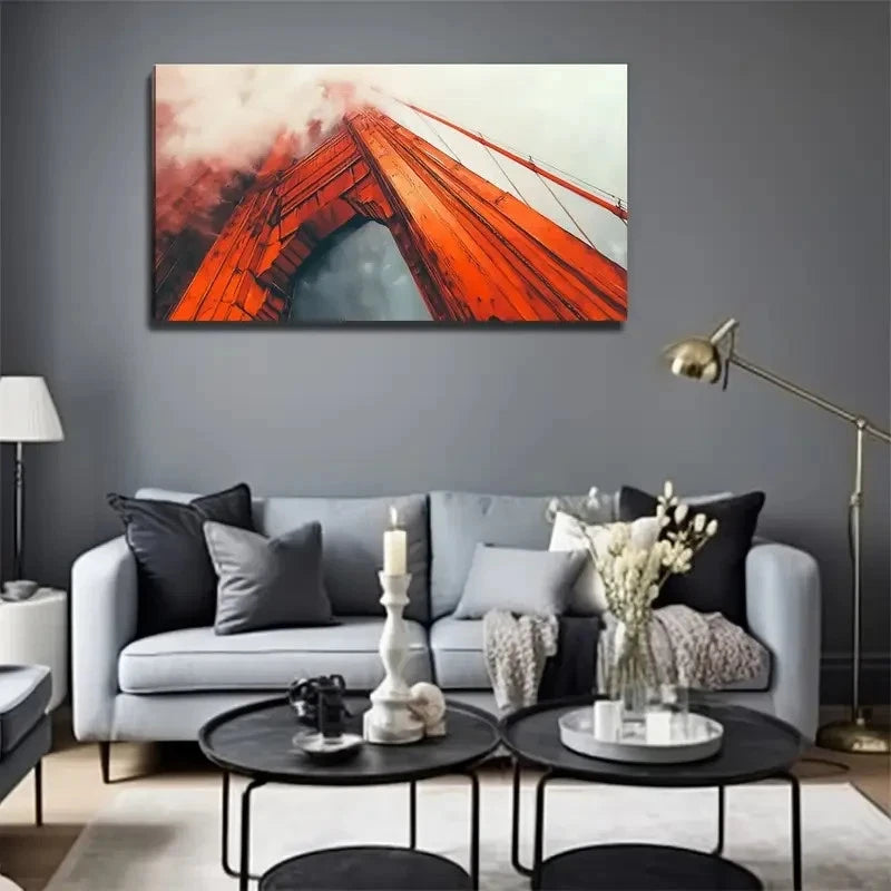 Golden Gate Perfect Wall Art Canvas Office Home Room Framed 120x60cm