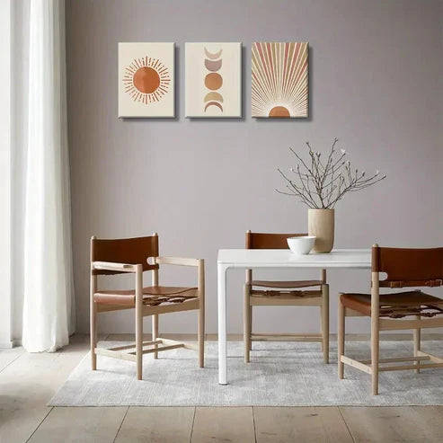 3pcs Mid Century Moon Phase Abstract Wall Art Canvas Unframed - High Quality Print 100% Australian Made Wall Canvas