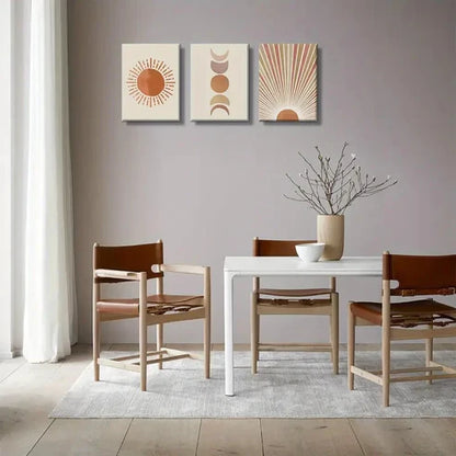 3pcs Mid Century Moon Phase Abstract Wall Art Canvas Unframed - High Quality Print 100% Australian Made Wall Canvas