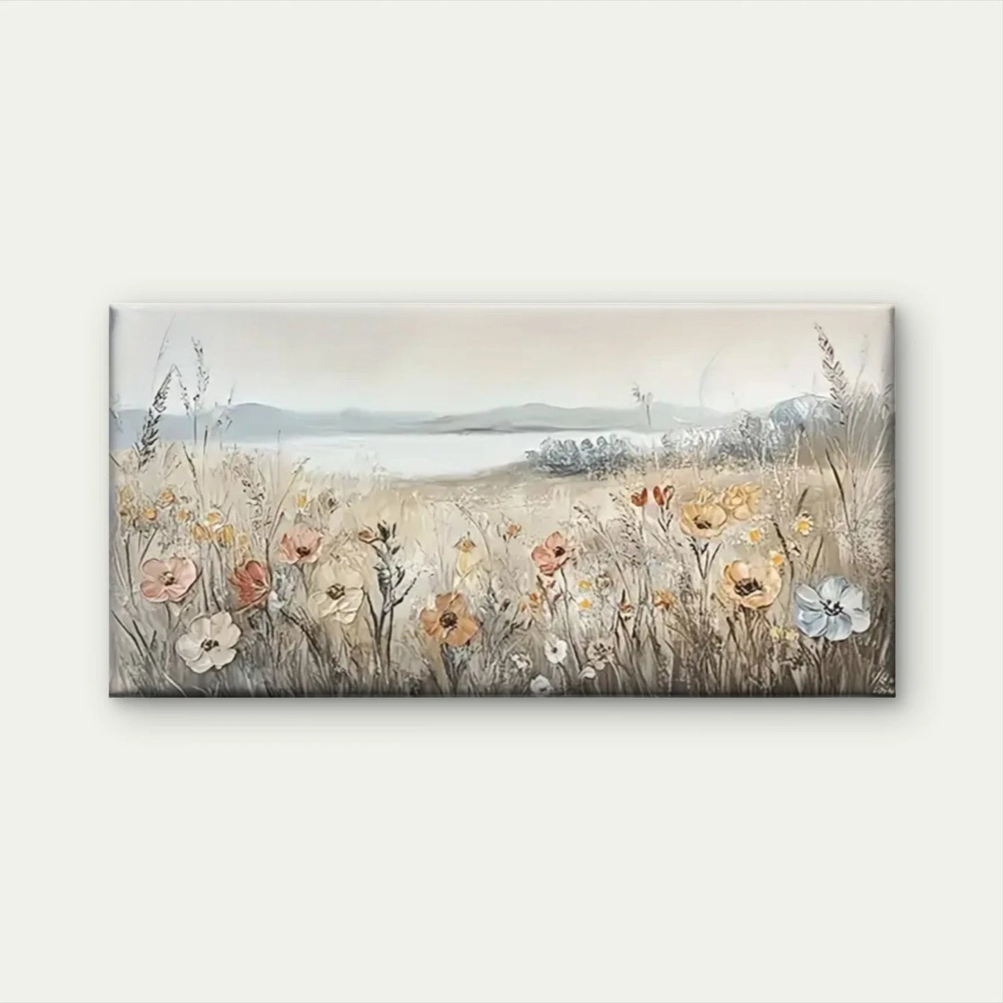 Field Flower Wall Art Canvas Office Home Room Framed 120x60cm