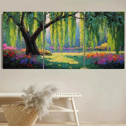 3pcs Serene Willow Tree Wall Art Set Canvas Framed 60x90cm - High Quality Print 100% Australian Made Wall Canvas Ready to Hang