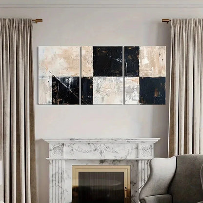 3pcs Abstract Art Modern Design Geometric Shapes Metal Print Ready to Hang Art