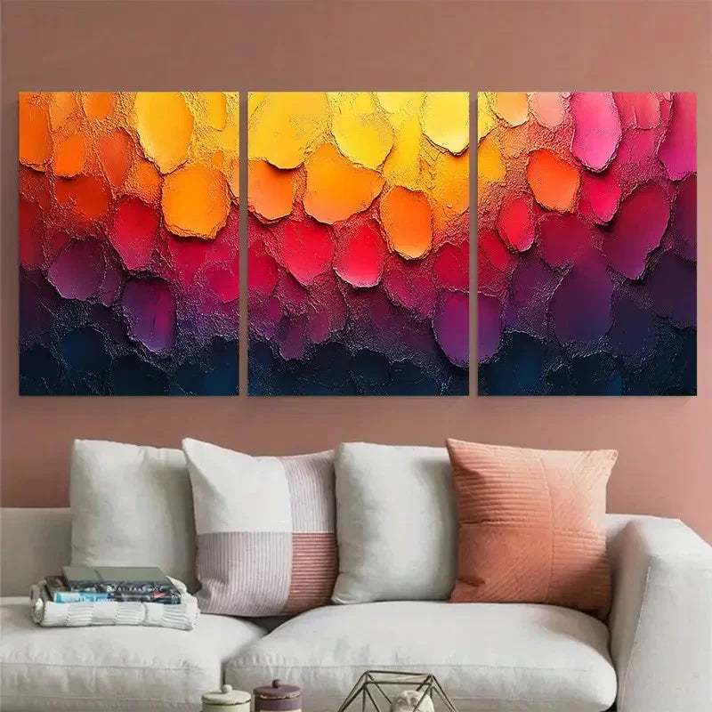 3pcs Abstract Colorful Textured Illustration Wall Art Set Canvas Framed 40x60cm - High Quality Print 100% Australian Made Wall Canvas Ready to Hang - Bella Home Decor