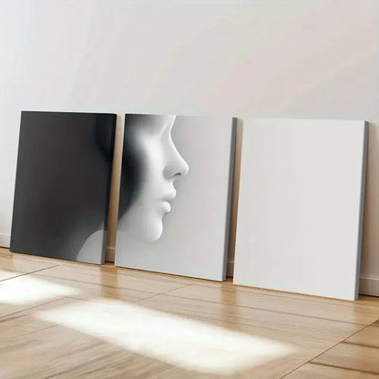 3pcs Black & White Abstract Profile Silhouette Wall Art Set Canvas Framed 60x90cm - High Quality Print 100% Australian Made Wall Canvas Ready to Hang - Bella Home Decor