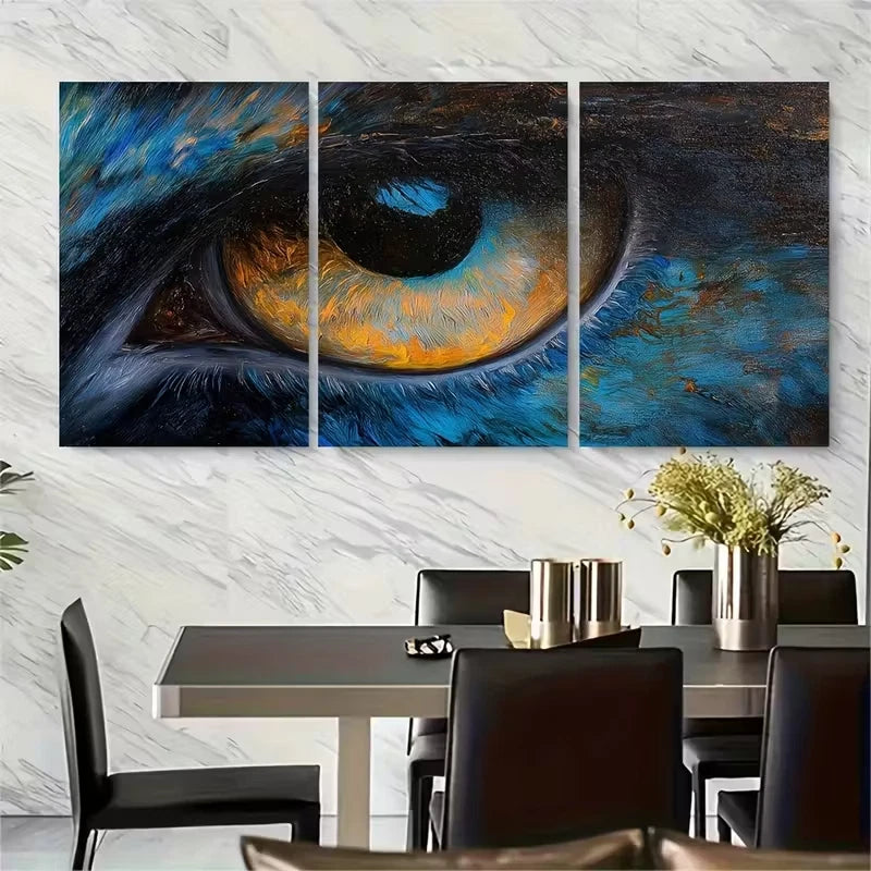 3pcs Peacock's Eye Macro Metal Print Ready to Hang Art