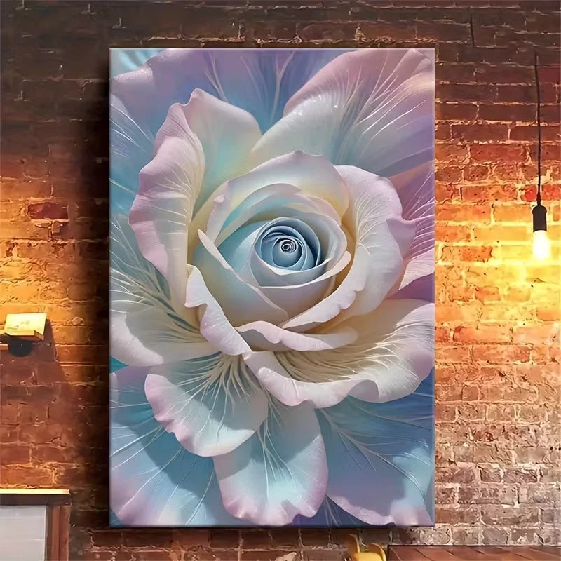 Rainbow Rose Fantasy Oil Painting 60x90cm Metal Print Ready to Hang