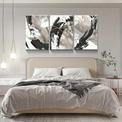 3pcs Abstract Cyan Daisy Oil Painting Style Metal Print Ready to Hang Art - Bella Home Decor