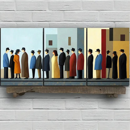 3pcs Men and Women Series Abstract Figure Metal Print Ready to Hang Art