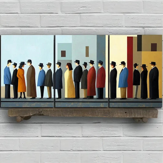 3pcs Men and Women Series Abstract Figure Metal Print Ready to Hang Art