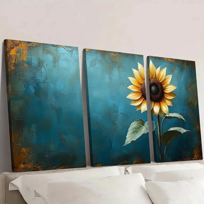 3pcs white sunflower measuring A     Wall Art Set Canvas Framed 40x60cm - High Quality Print 100% Australian Made Wall Canvas Ready to Hang