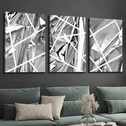 3pcs Abstract Black Designs And White Lines Art Set Canvas Unframed - High Quality Print 100% Australian Made Wall Canvas - Bella Home Decor