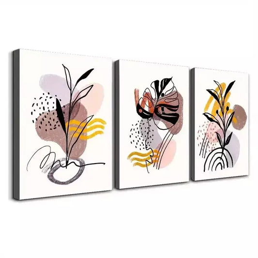 3pcs Rose Golden Marble Watercolor Wall Art Set Canvas Framed 50x70cm - High Quality Print 100% Australian Made Wall Canvas Ready to Hang
