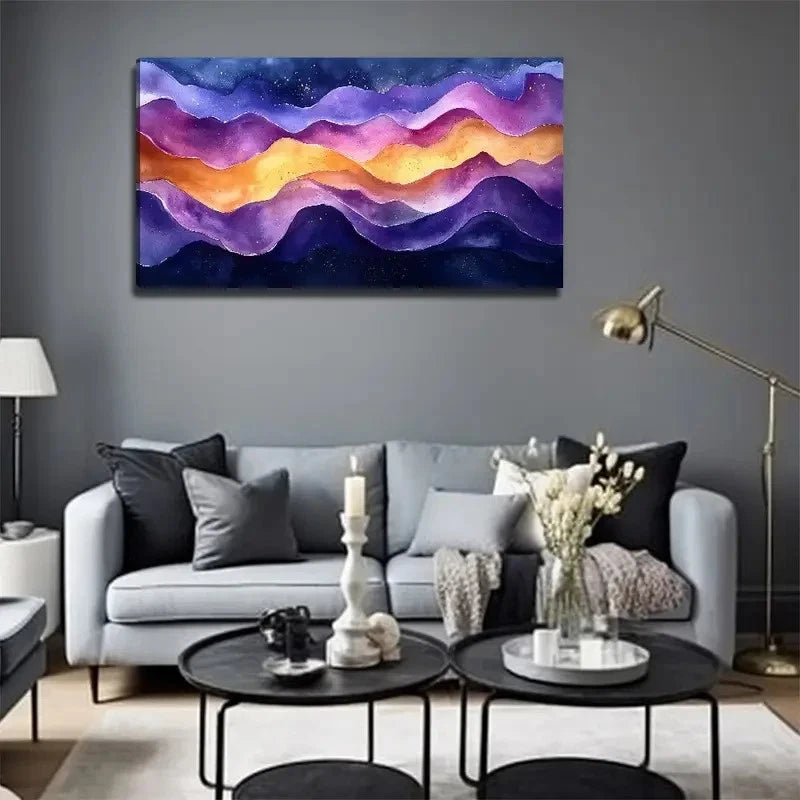 Blue Curve Suitable Decorative Wall Art Canvas Office Home Room Framed 120x60cm