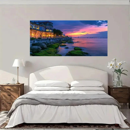 Coastal Sunset Modern Wall Art Canvas Office Home Room Framed 120x60cm
