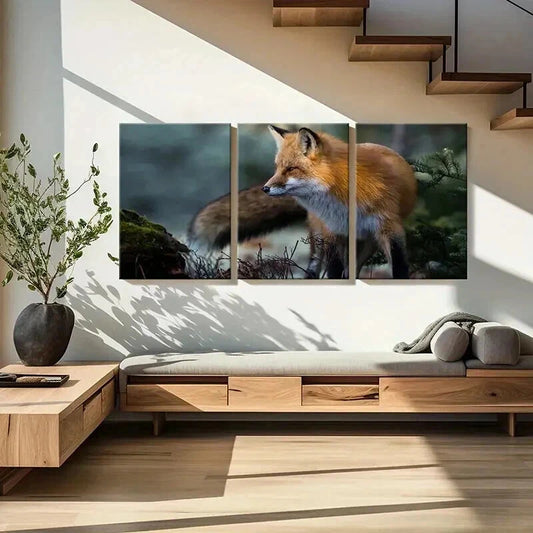 3pcs Vibrant Fox Design Decoration Wall Art Set Canvas Framed 40x60cm - High Quality Print 100% Australian Made Wall Canvas Ready to Hang