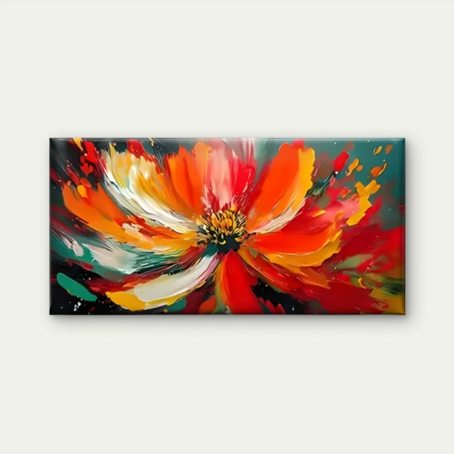 Red Orange White Flower Wall Art Canvas Office Home Room Framed 120x60cm