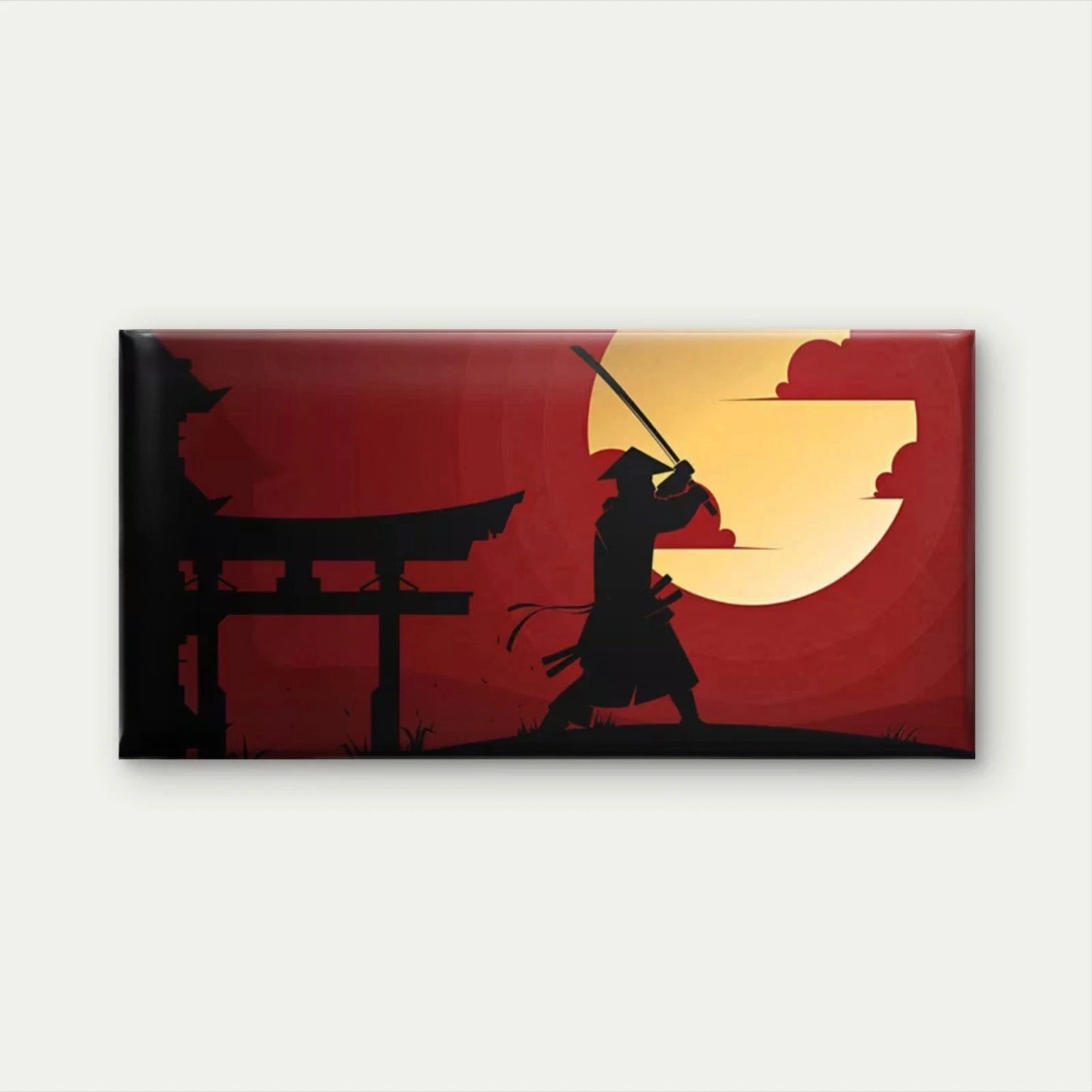 Samurai Sunset Silhouette Wall Art Canvas Office Home Room Framed 120x60cm