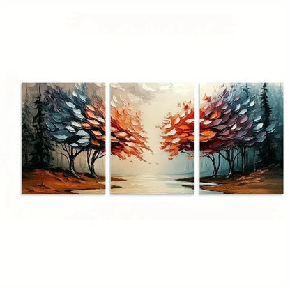 3pcs Classic Style Abstract Forest Prints Metal Print Ready to Hang Art - Bella Home Decor
