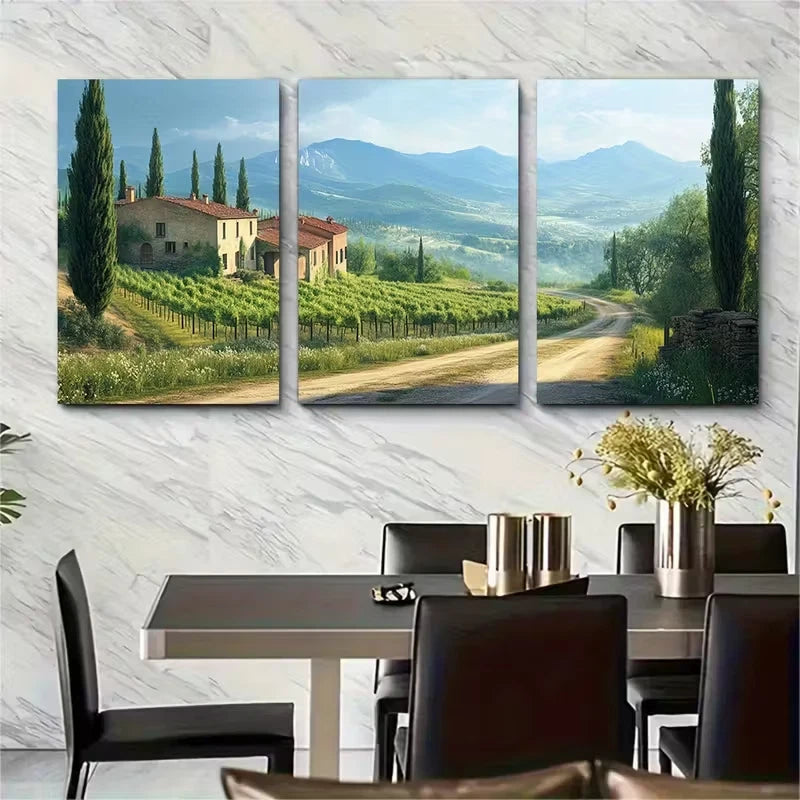 3pcs Tuscany in Spring Metal Print Ready to Hang Art