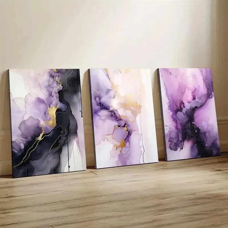 3pcs Purple Wall Art, Purple Wall Art Set Canvas Framed 40x60cm - High Quality Print 100% Australian Made Wall Canvas Ready to Hang
