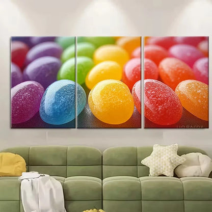 3pcs Vibrant Jelly Bean Metal Print Ready to Hang Art