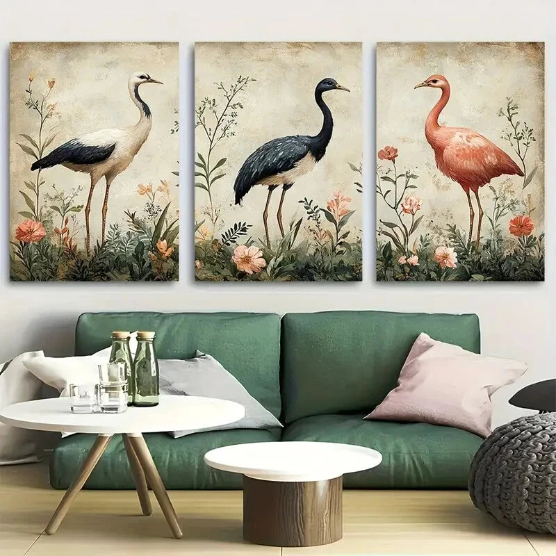 3pcs Botanical and Wildlife Rustic Nature Florals Metal Print Ready to Hang Art - Bella Home Decor