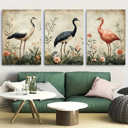 3pcs Botanical and Wildlife Rustic Nature Florals Metal Print Ready to Hang Art - Bella Home Decor