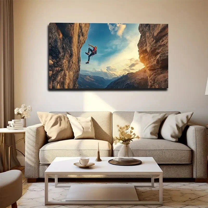 Climbing Extreme Sports Wall Art Canvas Office Home Room Framed 120x60cm