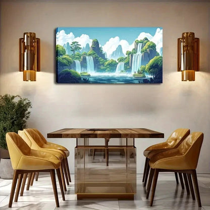 Serene Lake Reflection Greenery Wall Art Canvas Office Home Room Framed 120x60cm - Bella Home Decor