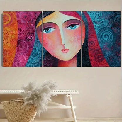 3pcs Lady Woman Face work Faceless Figurative Wall Art Set Canvas Framed 60x90cm - High Quality Print 100% Australian Made Wall Canvas Ready to Hang