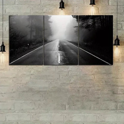 3pcs Photo of an Empty Road in the Forest Wall Art Canvas Unframed - High Quality Print 100% Australian Made Wall Canvas