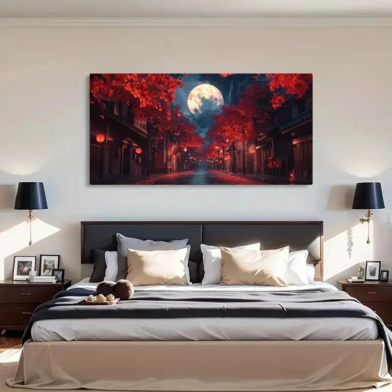 Featuring Red Leaves Lantern Wall Art Canvas Office Home Room Framed 120x60cm - Bella Home Decor