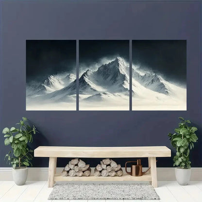 3pcs Alpine Echoes Minimalist Mountain Landscape Metal Print Ready to Hang Art - Bella Home Decor